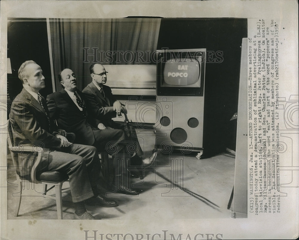 1958 Press Photo Rep. Peter Frelinghuysen,Rep Wm Dawson,Sen Charles Potter - Historic Images