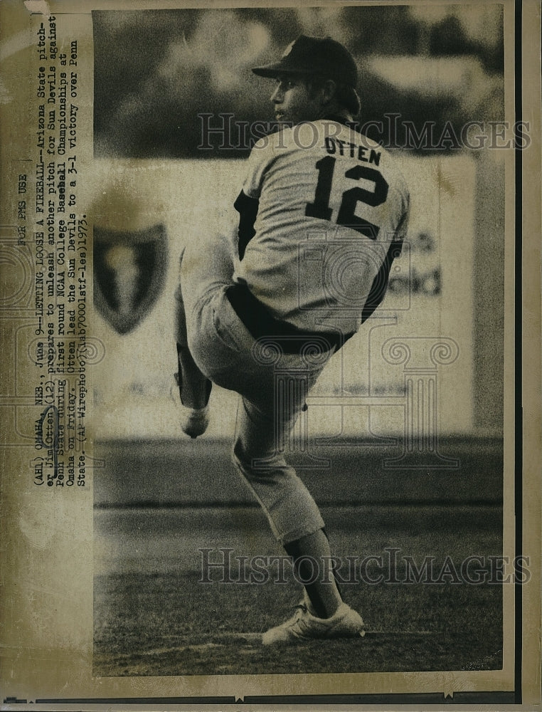 1973 Press Photo Arizona State Pitcher Jim Otten - Historic Images