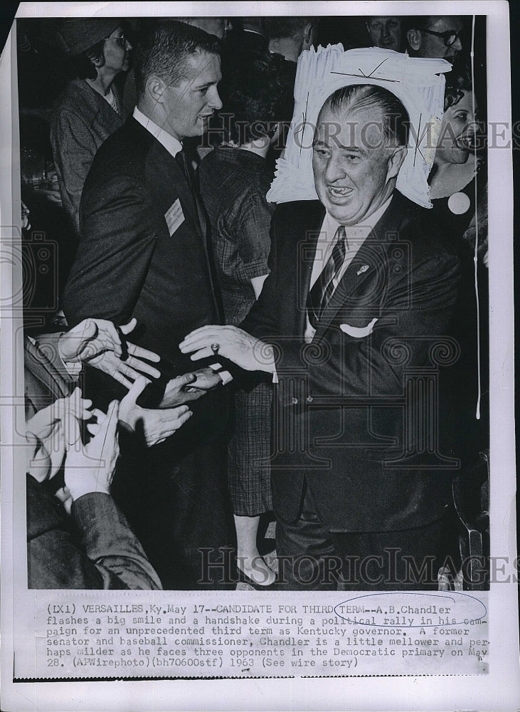 1963 Press Photo AB Chandler campaigns for Kentucy Gov. - Historic Images