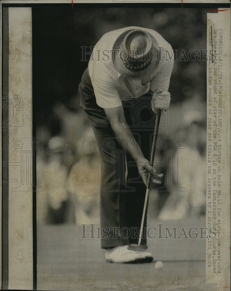 1973 Press Photo Sam Snead Putting Canterbruy Golf Course - Historic Images