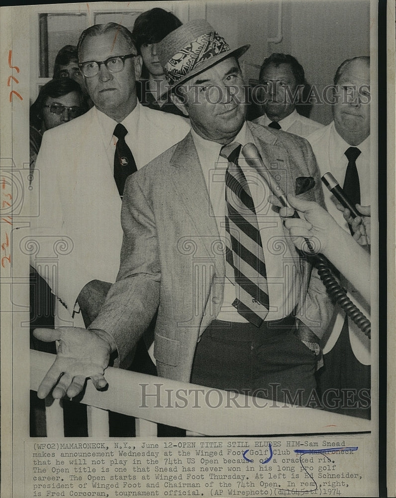 1974 Press Photo Golfer Sam Snead at Winged Foot Golf Club - Historic Images