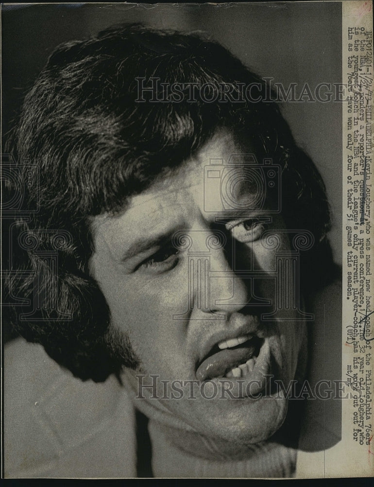 1973 Press Photo Kevin Loughery Named New Head Coach Philadelphia 76ers Football - Historic Images