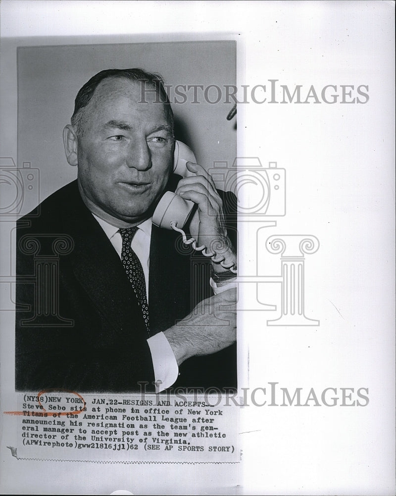 1962 Press Photo Steve Sabo Appointed Athletic Director University Of Virginia - Historic Images