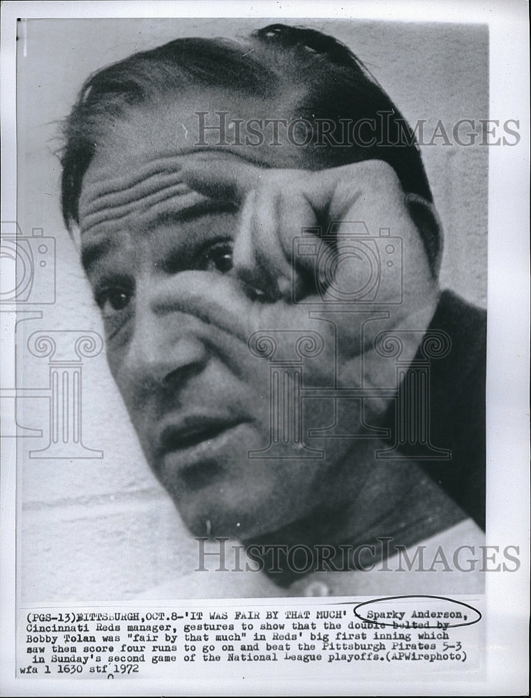 1972 Press Photo Sparky Anderson, Cinncinati Reds manager - Historic Images