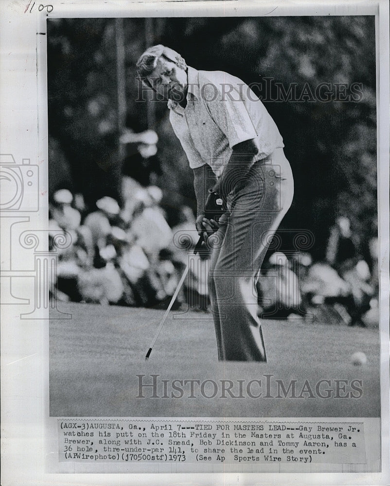 1973 Press Photo Golfer Gay Brewer Jr in the Masters Golf tournament - Historic Images