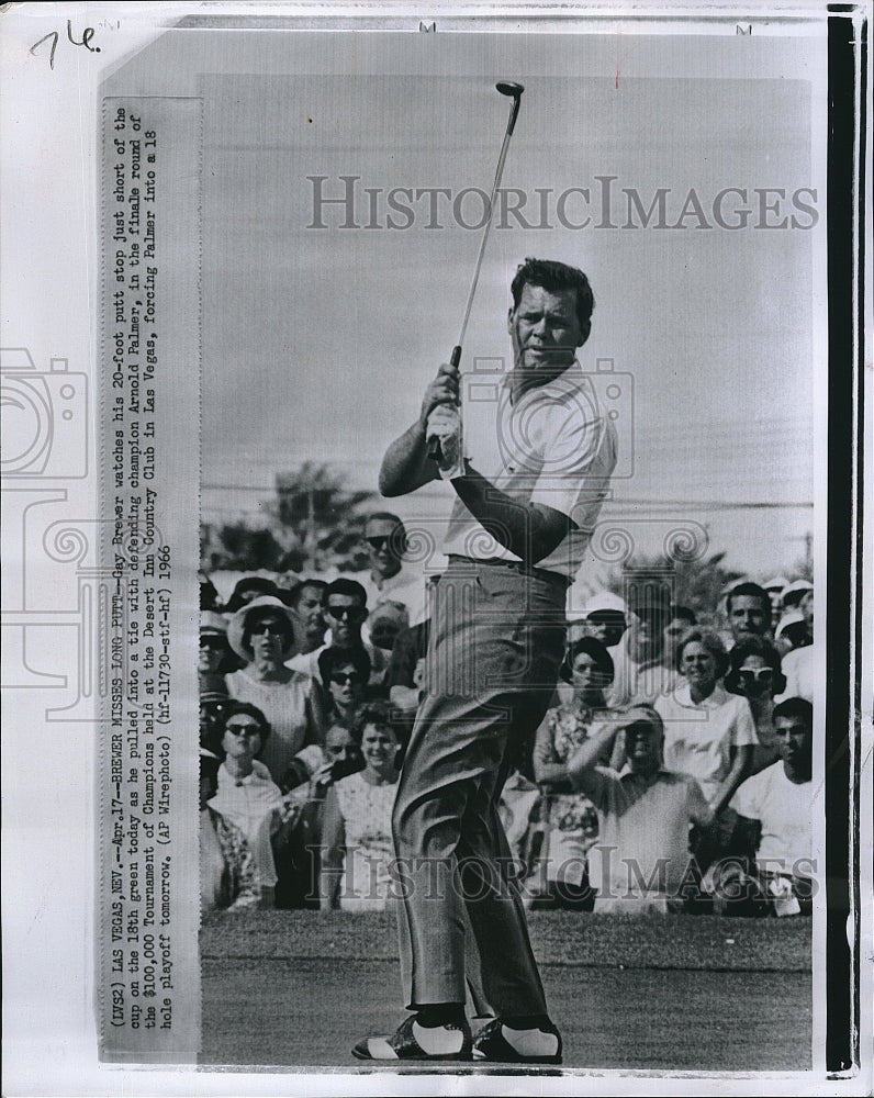 1966 Press Photo Golfer Gay Brewer in the Tournament of Champions - Historic Images