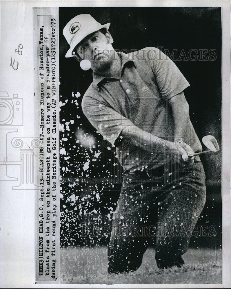 1973 Press Photo Golfer Homer Blancas in Action at Heritage Golf Classic in SC - Historic Images