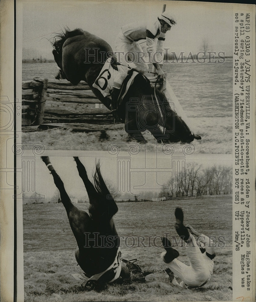 1975 Press Photo Jockey John Hughes, Scoresheet - Historic Images