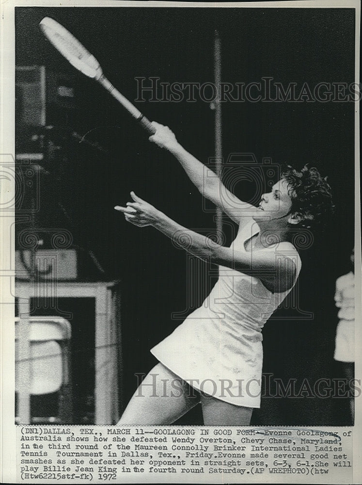 1972 Press Photo Evonne Goolagong,Cawley, Australian Professional Tennis Player - Historic Images