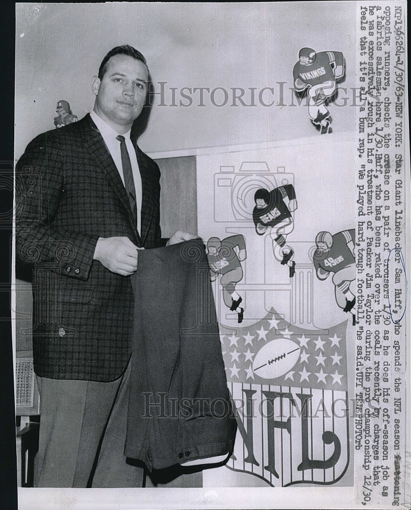 1963 Press Photo Sam Huff, New York Giants Football Linebacker - Historic Images