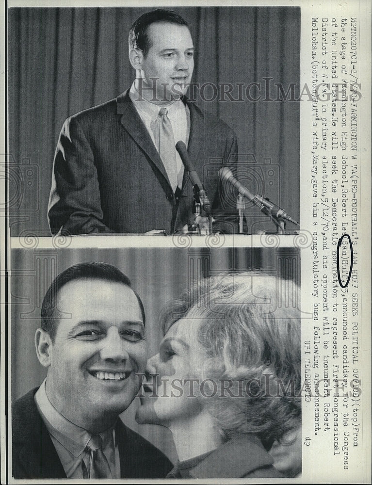 1970 Press Photo Robert Lee Sam Huff Announces Candidacy United States Congress - Historic Images