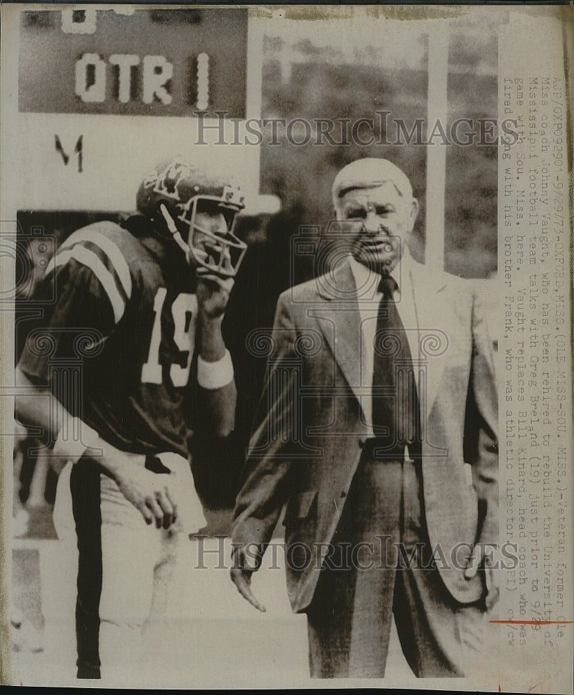 1973 Press Photo Johnny Vaught, University Of Mississippi Football, Greg Breland - Historic Images