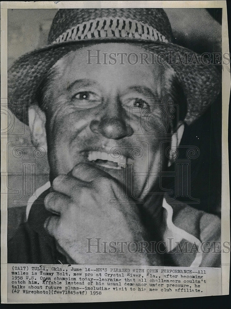 1958 Press Photo Golfer Tommy Bolt Pro at Crystal River Florida - Historic Images