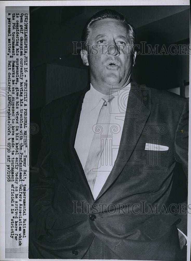 1958 Press Photo Golfer Tommy Bolt National Open Golf Champion - Historic Images