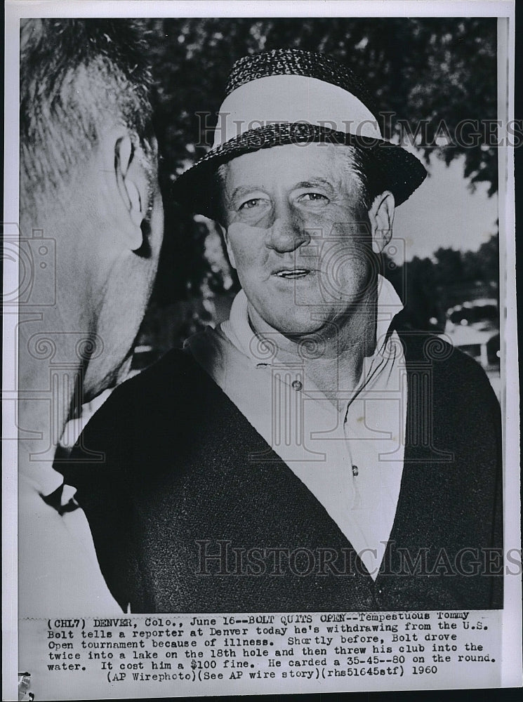 1960 Press Photo Golfer Tommy Bolt at US Open in Denver - Historic Images
