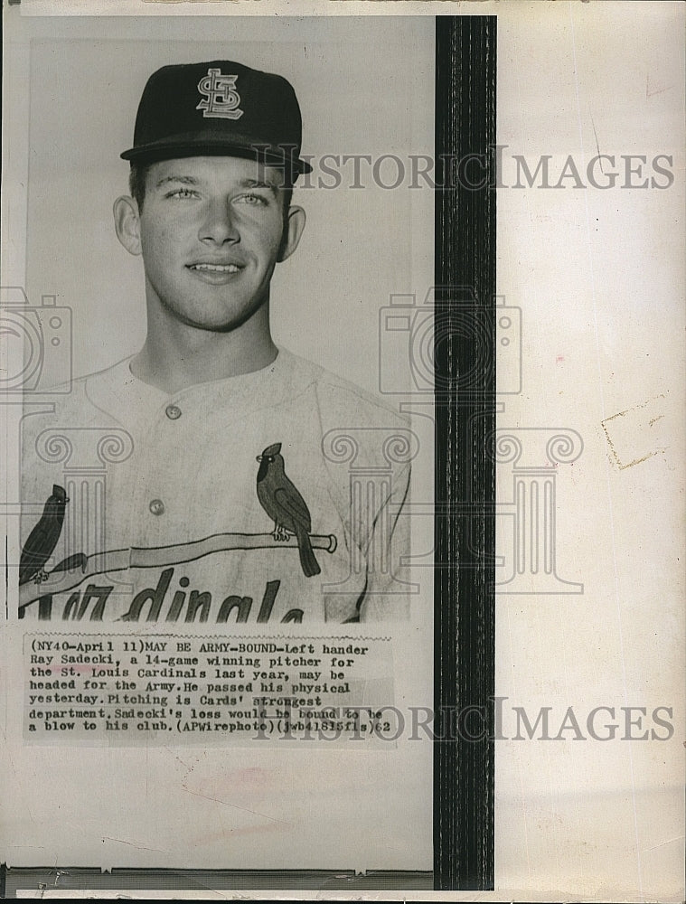 1962 Press Photo  Ray Sedecki of St Louis Cardinals - Historic Images