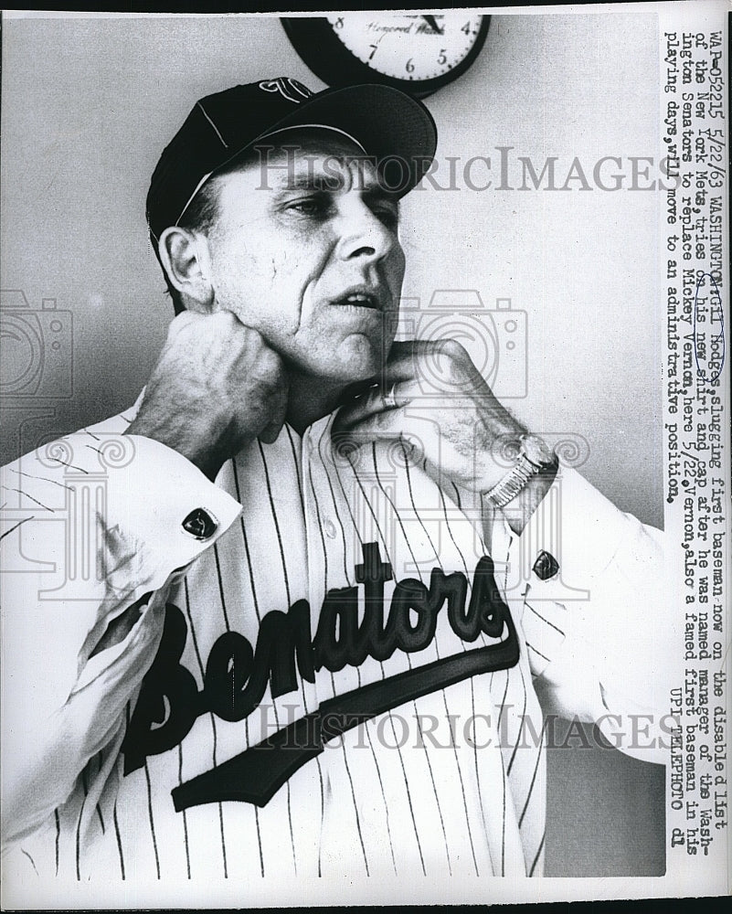 1963 Press Photo Gil Hodges, first baseman of NY Mets - Historic Images