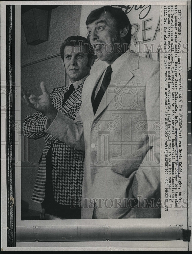 1972 Press Photo Bill Van Breda Kolff, head coach of Phoenix Suns - Historic Images