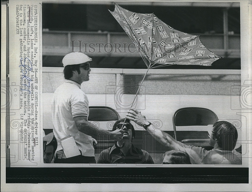 1972 Press Photo Race Driver Bill Vukovich Indianapolis Motor Speedway - Historic Images