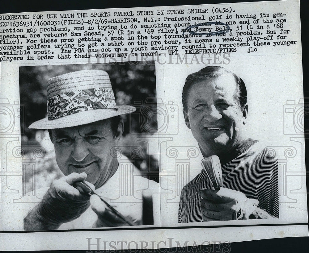 1969 Press Photo Sam Snead, Tommy Bolt, Professional Golf - Historic Images