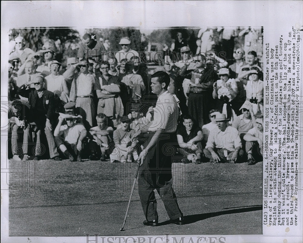 1958 Press Photo Gay Brewer, Jr, Golfer, Los Angeles Open Golf Tournament - Historic Images