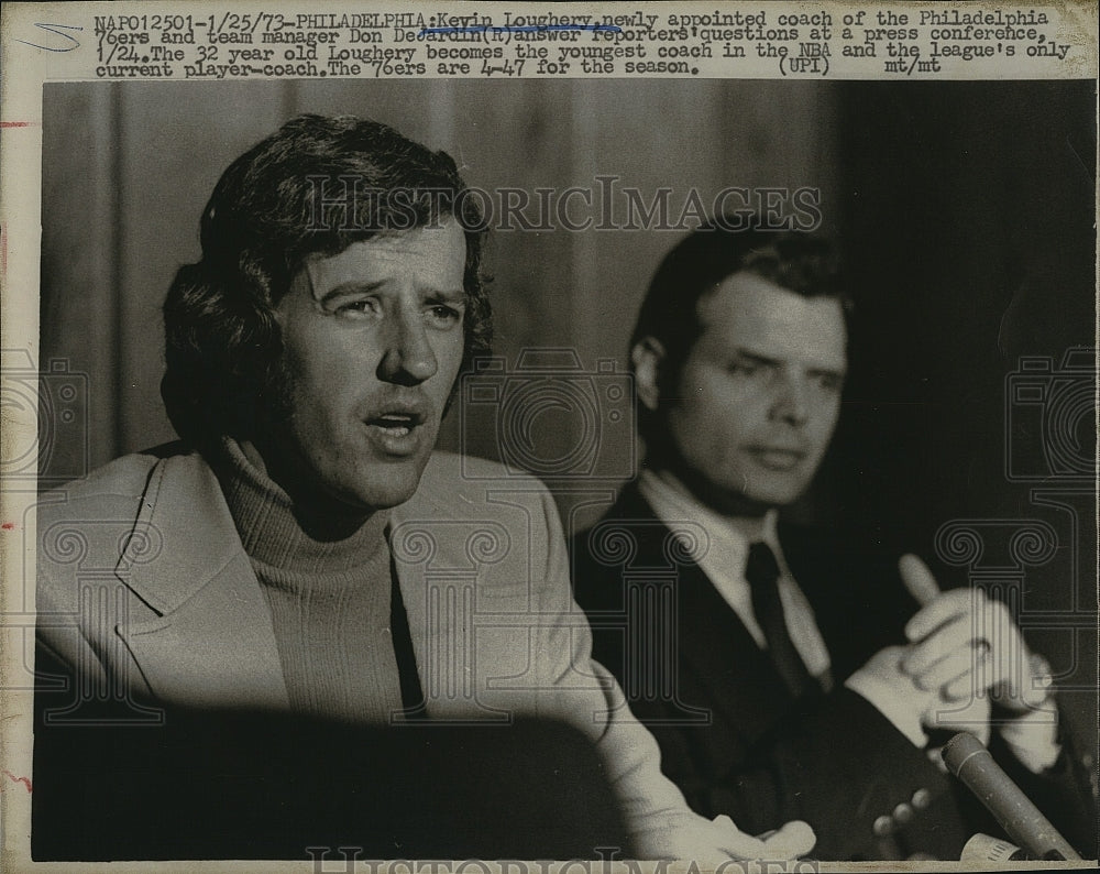 1973 Press Photo Kevin Loughery, Philadelphia 76ers Player, Coach, Basketball - Historic Images