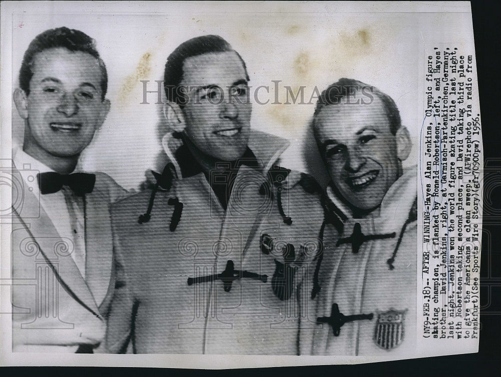 1956 Press Photo Olympic skater Hayes Alan Jenkins,brother David &amp; R Robertson - Historic Images