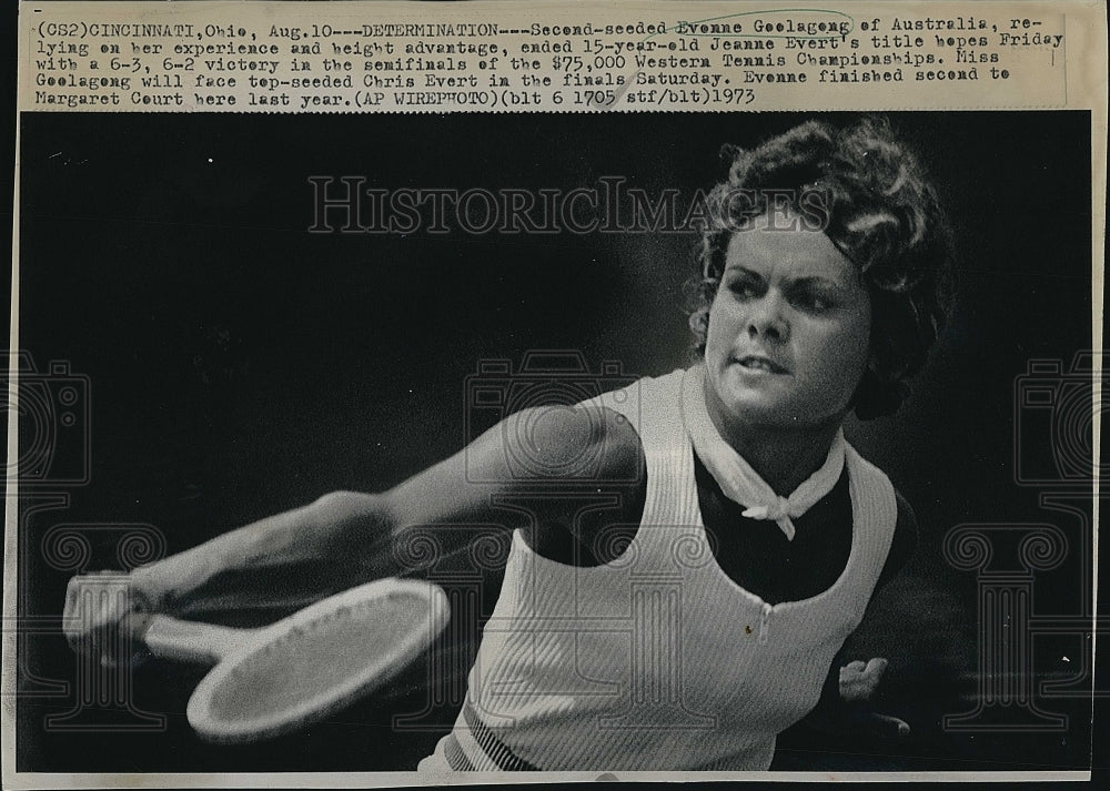 1973 Press Photo Evonne Goolagong at Western Tennis championship - Historic Images