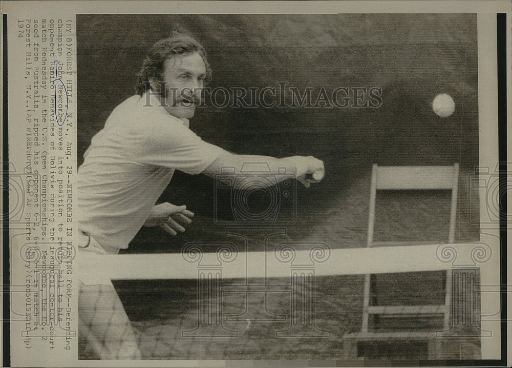 1974 Press Photo John Newcombe at US Open Tennis Championships - Historic Images