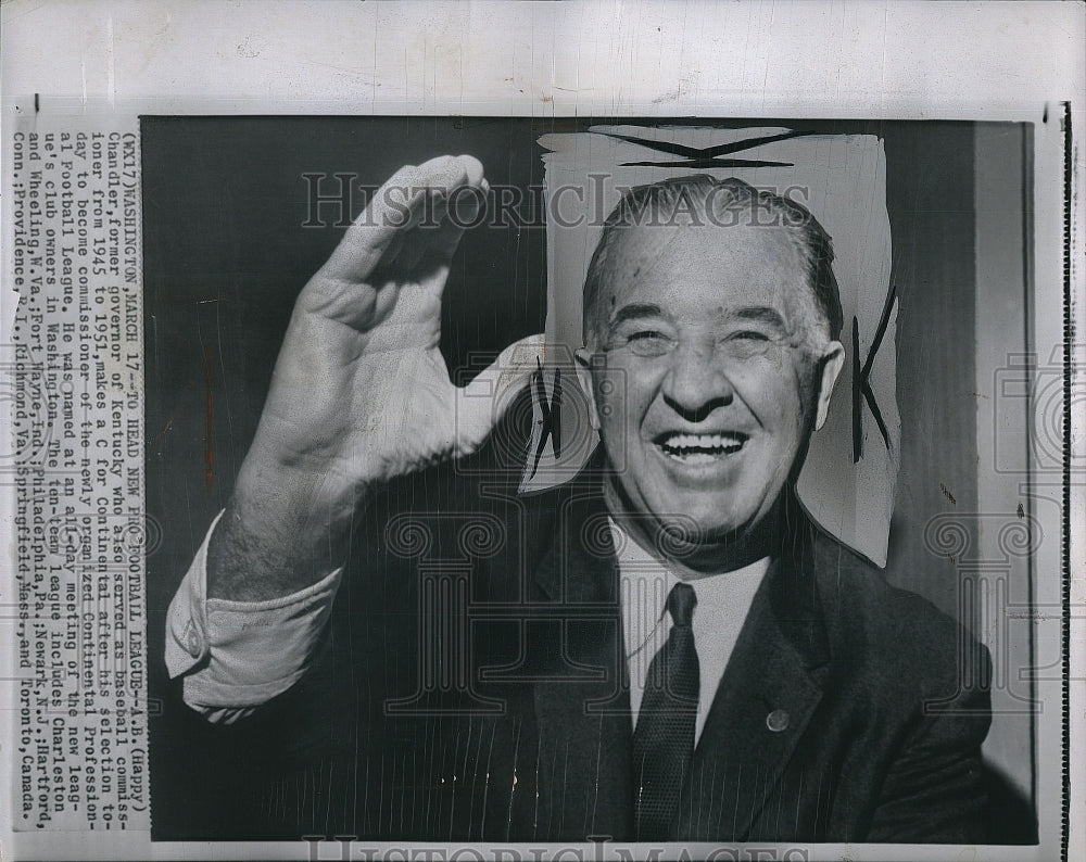 1957 Press Photo Ab (Happy) Chandler ex gov of KY &amp; ex  baseball comm. - Historic Images