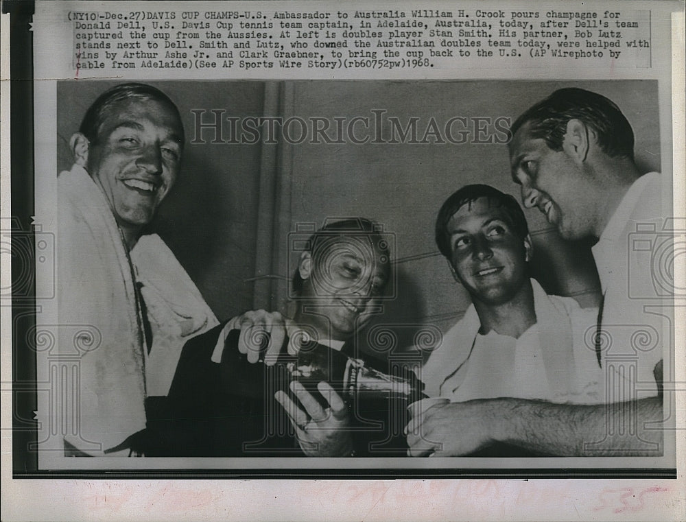 1968 Press Photo US Amb. to Australia William Crook, Donald Dell, US Davis Cup - Historic Images