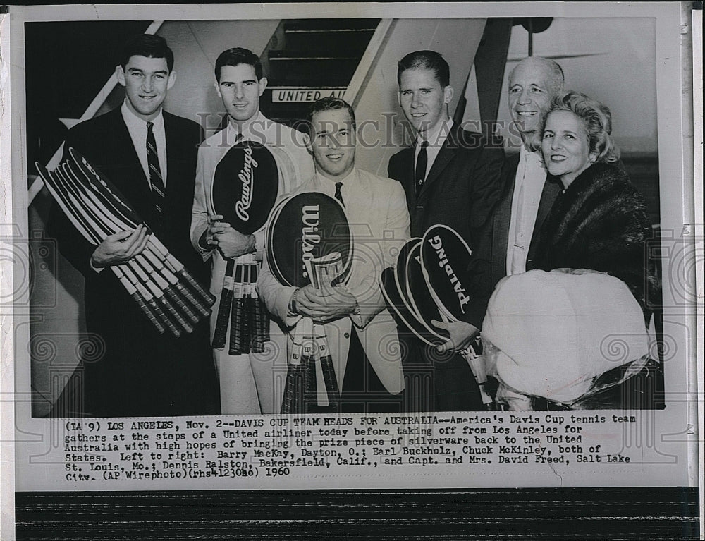 1960 Press Photo American Davis Cup: Barry MacKay, Earl Buckholz, Chuck McKinley - Historic Images