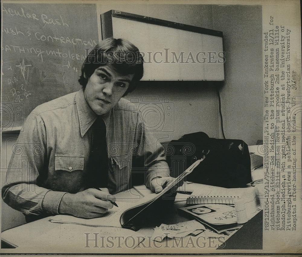 1975 Press Photo Pittsburgh Pirates pitcher Doc Medich - Historic Images