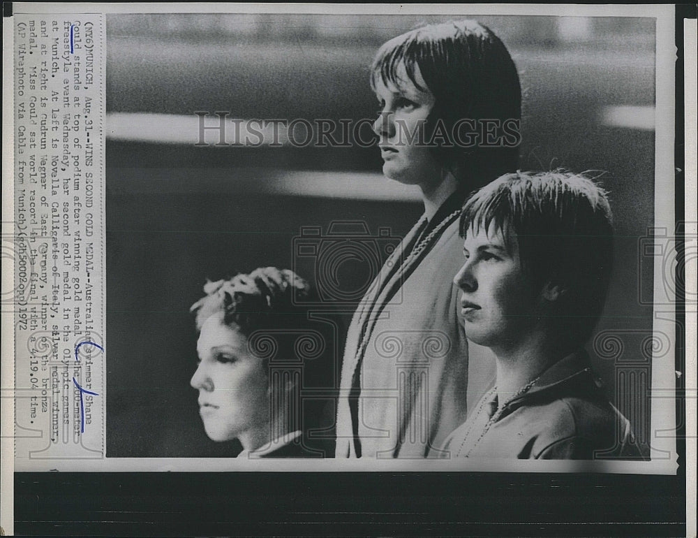 1972 Press Photo Australian swimmer Shane Gould wins gold at Munich Olympics - Historic Images