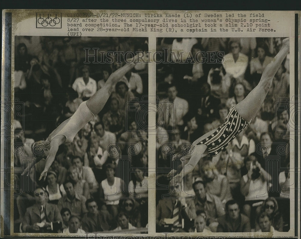 1972 Press Photo Ulrika Knade of Sweden diving at Olympics in Munich - Historic Images