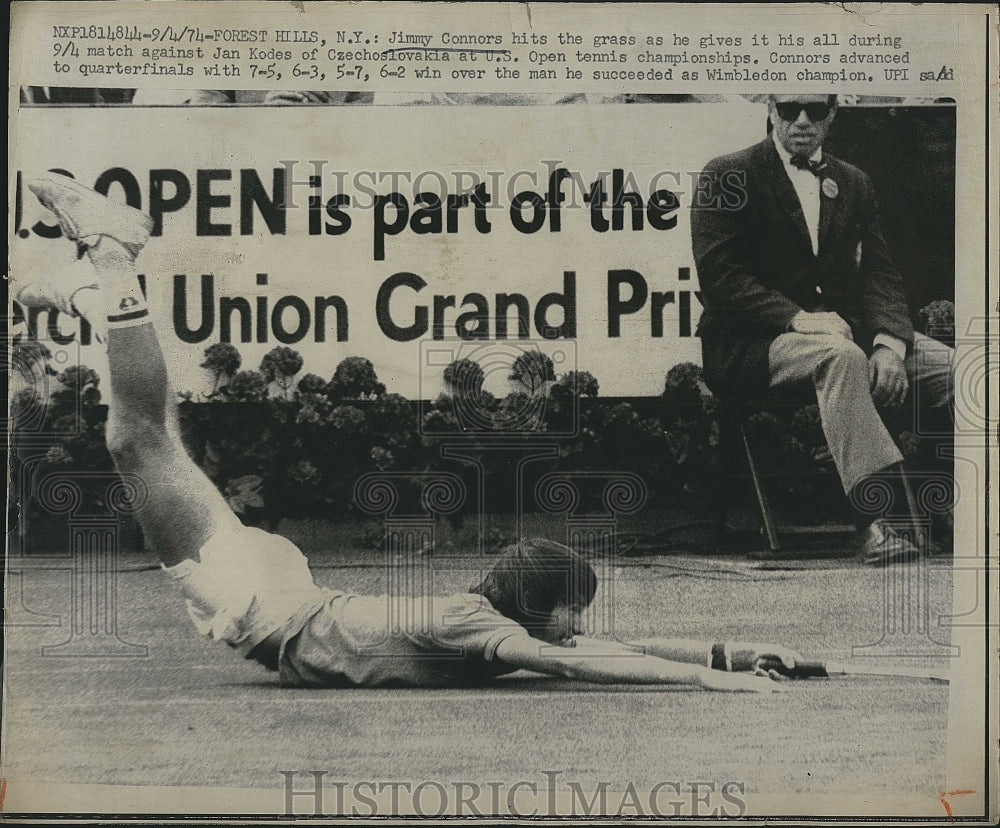 1974 Press Photo Tennis Player Jimmy Connors During Match - Historic Images