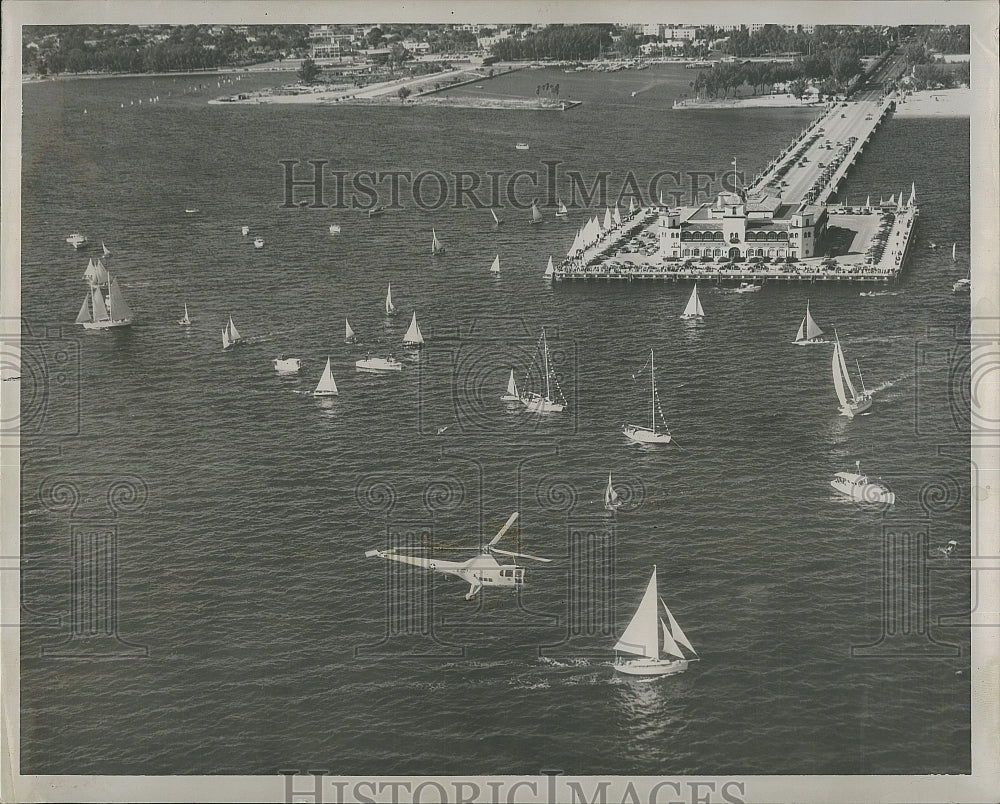 1953 Press Photo Aerial view of St.Petersburg Yachting, Armistice Regatta. - Historic Images
