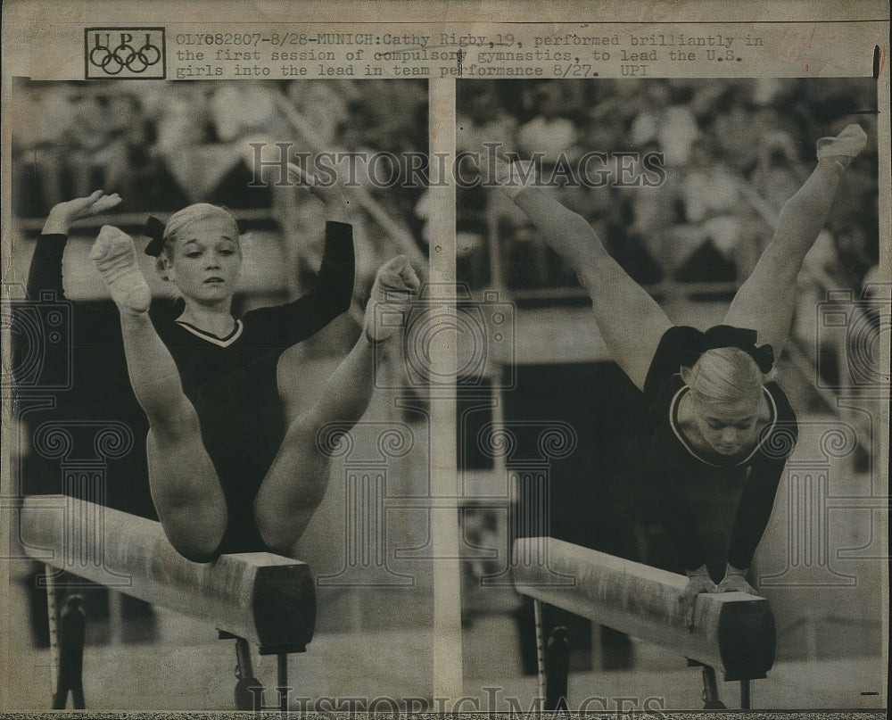 1972 Press Photo Gymnastics Participant Cathy Rigby - Historic Images