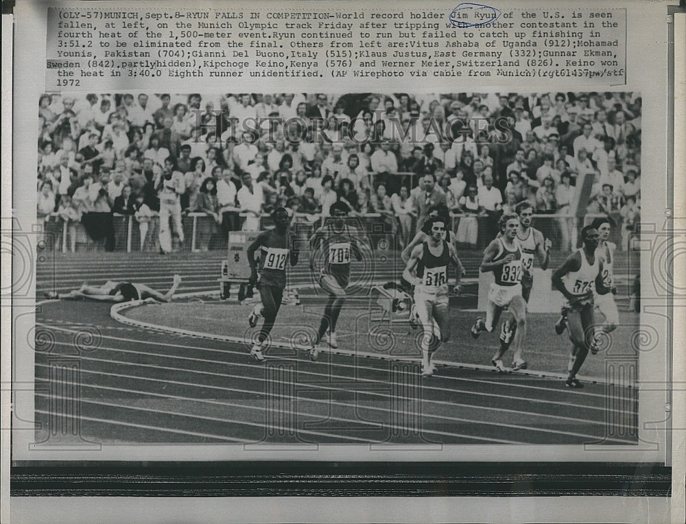 1972 Press Photo Track Runner Jim Ryun During Olympic Track Competition - Historic Images