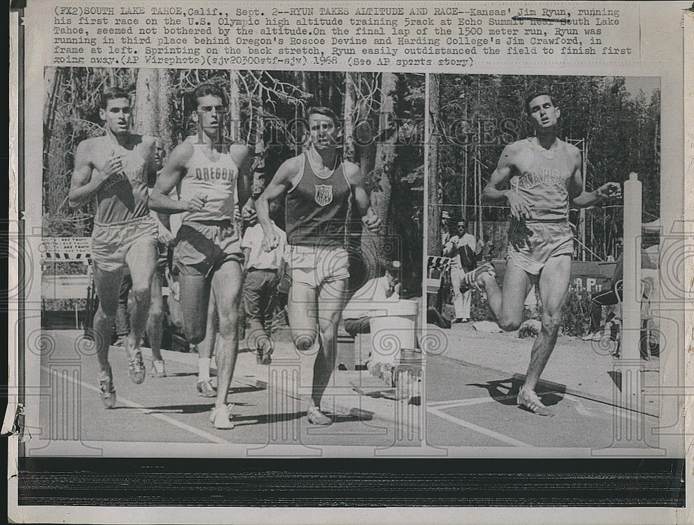 1968 Press Photo Olympic Track Runner Jim Ryun During Competition - Historic Images
