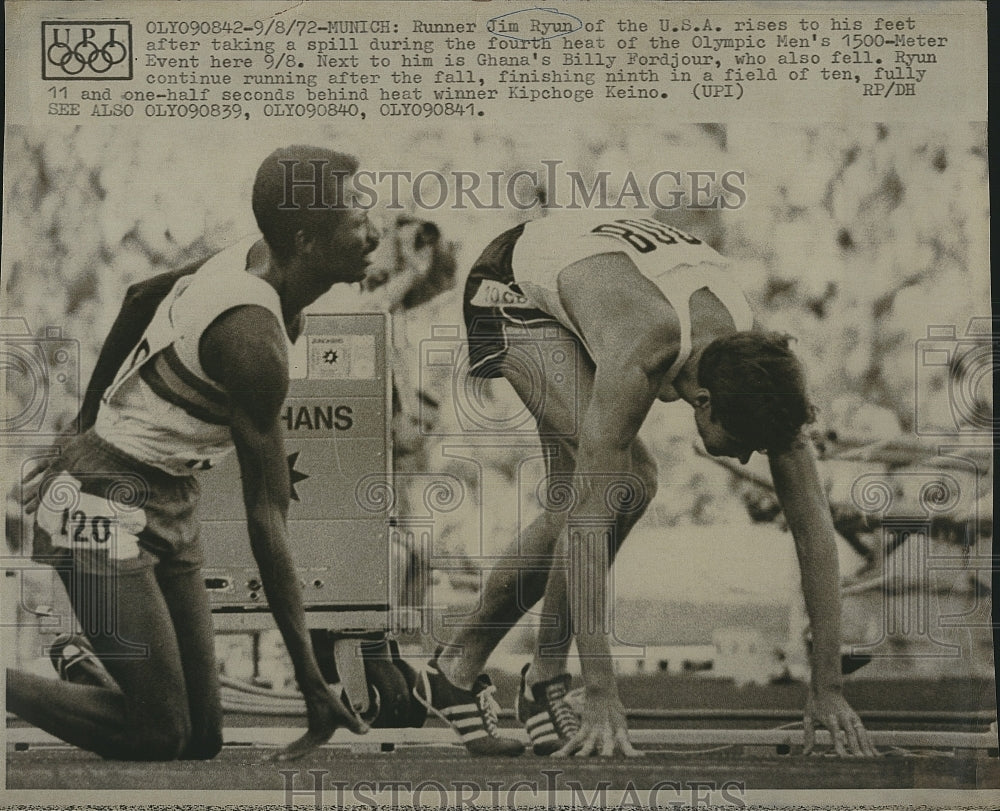 1972 Press Photo Olympic Track Runner Jim Ryun During Competition - Historic Images
