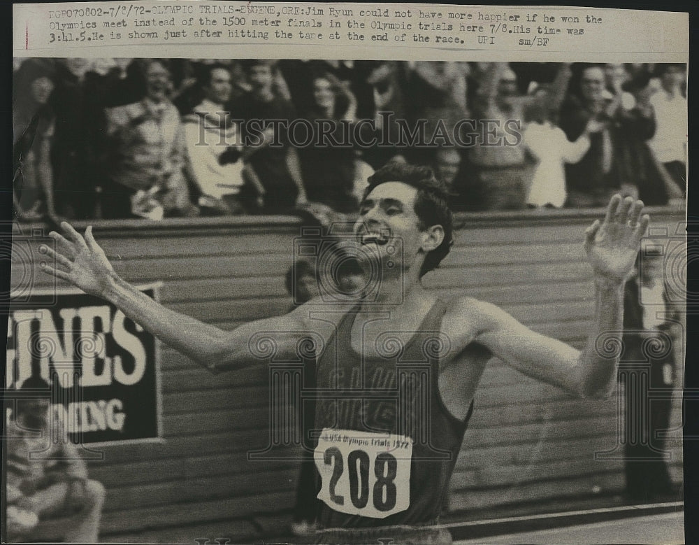 1972 Press Photo Olympic Track Runner Jim Ryun During 1500 Meter Finals - Historic Images