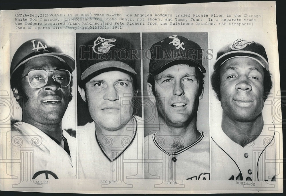 1971 Press Photo LA Dodgers traded Richie Allen to White Sox Steve Huntz - Historic Images