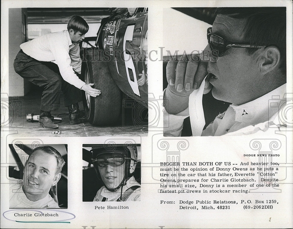 1969 Press Photo Stock Car Racers Donny Owens Everette Owens &amp; Charlie Glotzbach - Historic Images