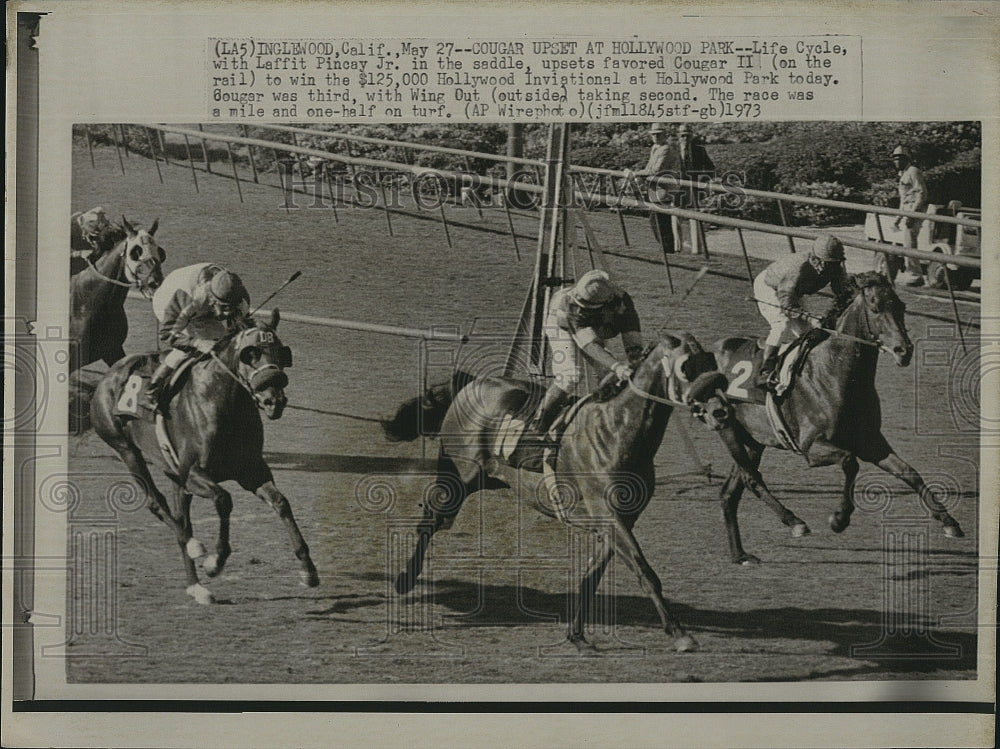 1973 Press Photo Horse Race Jockey Laffit Pincay Jr. During Race - Historic Images