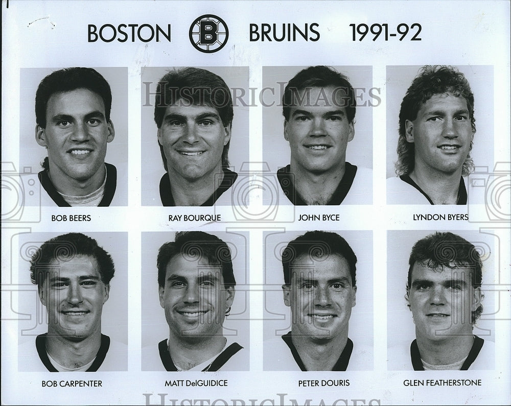 1993 Press Photo Boston Bruins Roster Including Bob Beers &amp; Ray Borque - Historic Images