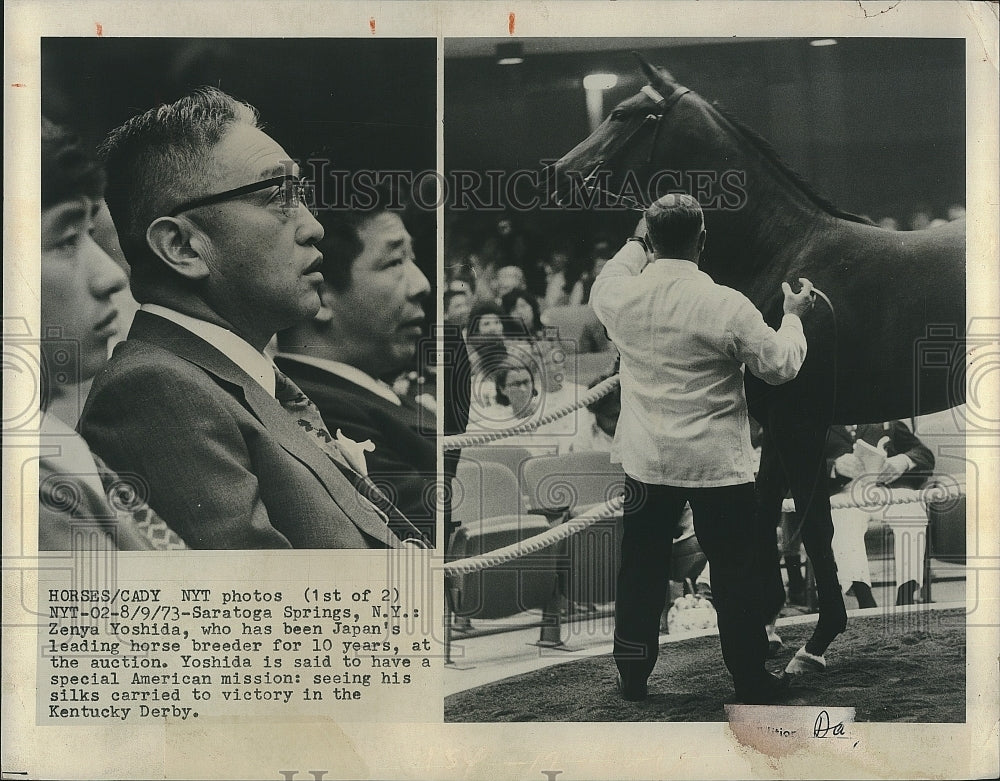 1973 Press Photo Saratoga ASprings, horse breeder Zenya Yoshida - Historic Images