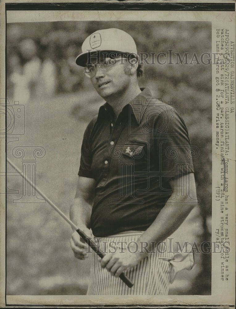 1972 Press Photo Golfer Tommy Aaron Sinks Putt - Historic Images