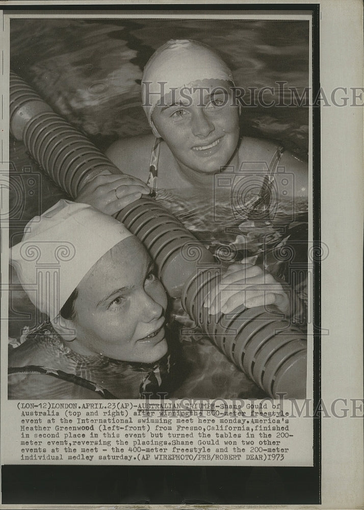 1973 Press Photo Shane Gould of  Australia won the 800 meter in Intl. Swimming. - Historic Images