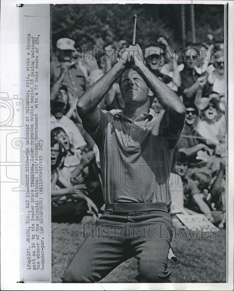 1973 Press Photo Tom Weiskopf Sinks A Birdie Putt On 16 - Historic Images